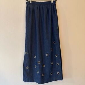 NWT 1980's GENE EWING BIS BIS denim Gromit maxi skirt size small vintage